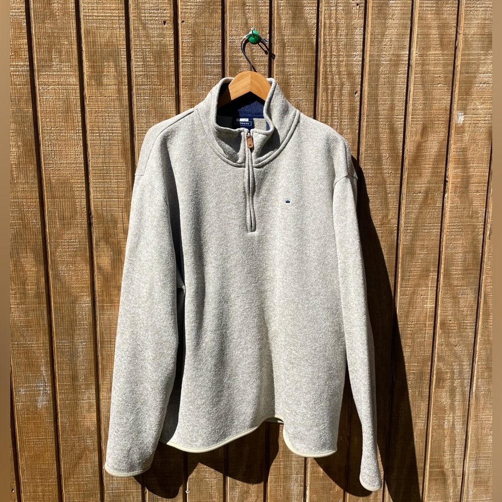 Crown and Ivy Pullover men’s quarter zip wheat color with sweater like material
